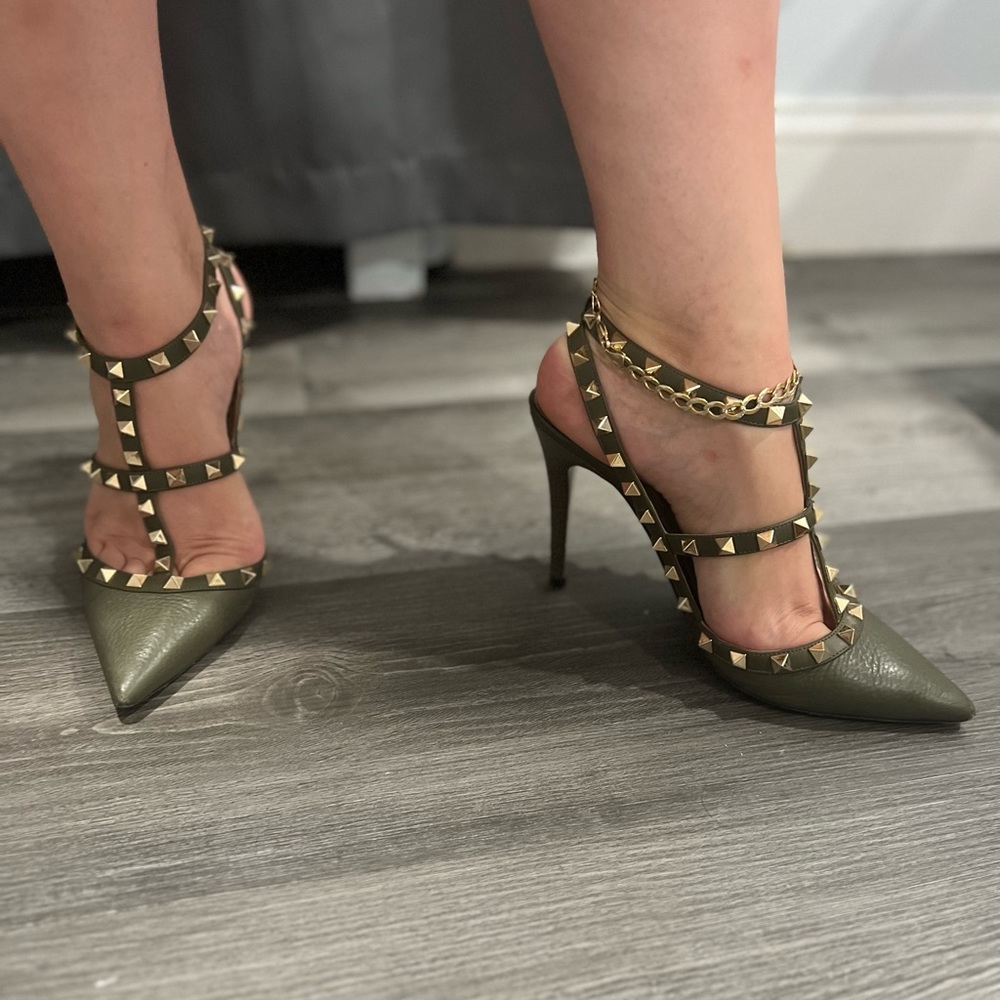 VALENTINO Stud High Heels Green Size 37